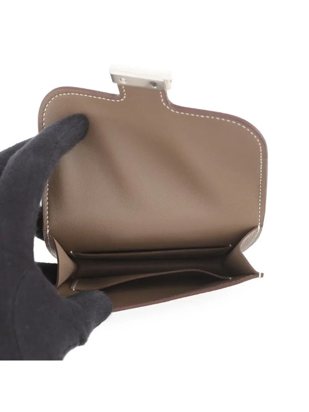 Hermes Wallet Constance Slim Etoupe Silver Epsom